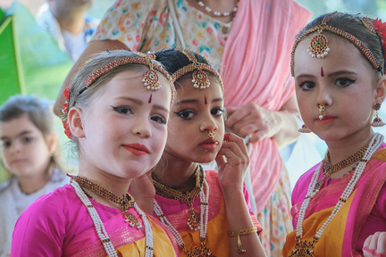 Young girls in Bharatanatyam costume